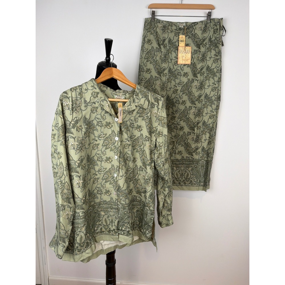 NWT Tommy Bahama Shirt Skirt Set Size L / 16 100% Silk Paisley Vintage Deadstock
